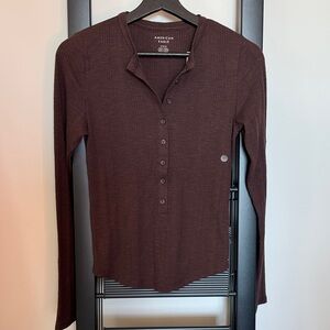 American Eagle Outfitters Women's Dark Brown Shirt